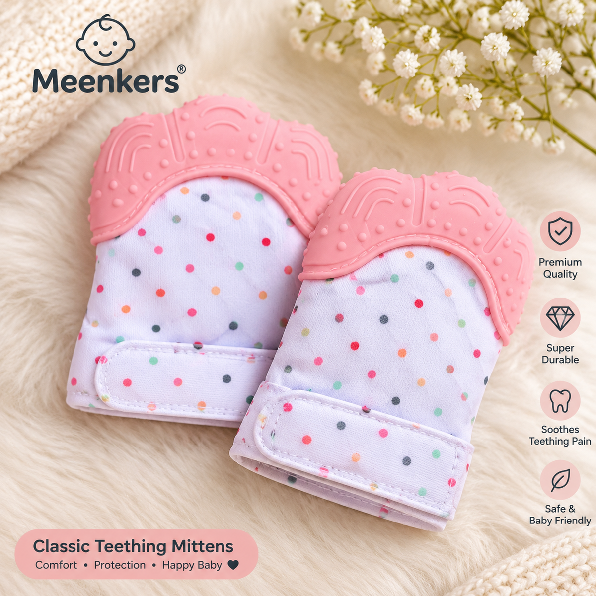 Premium teething -Padded Mittens – Comfortable & Protective Mitten Set