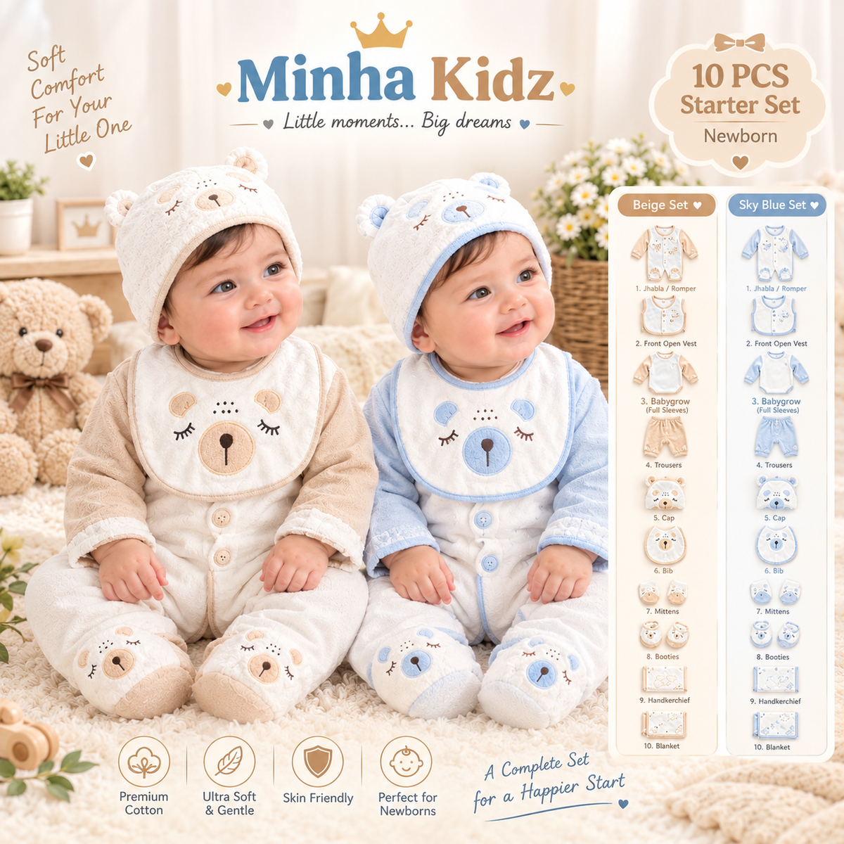 Minha Kidz 10-Piece Winter Starter Set for Babies